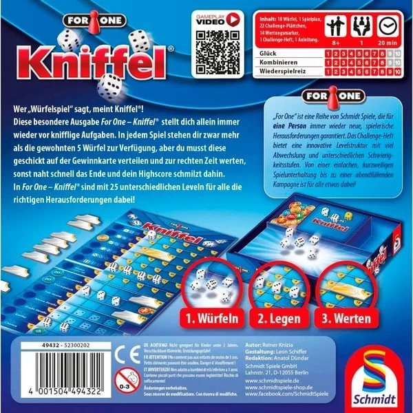 Schmidt Spiele For One - Kniffel, Würfelspiel 5 Schmidt Spiele For One - Kniffel, Würfelspiel – Bild 3